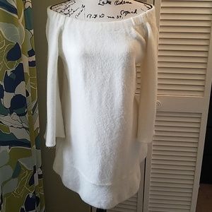 Ivory white mohair-like sweater tunic bell